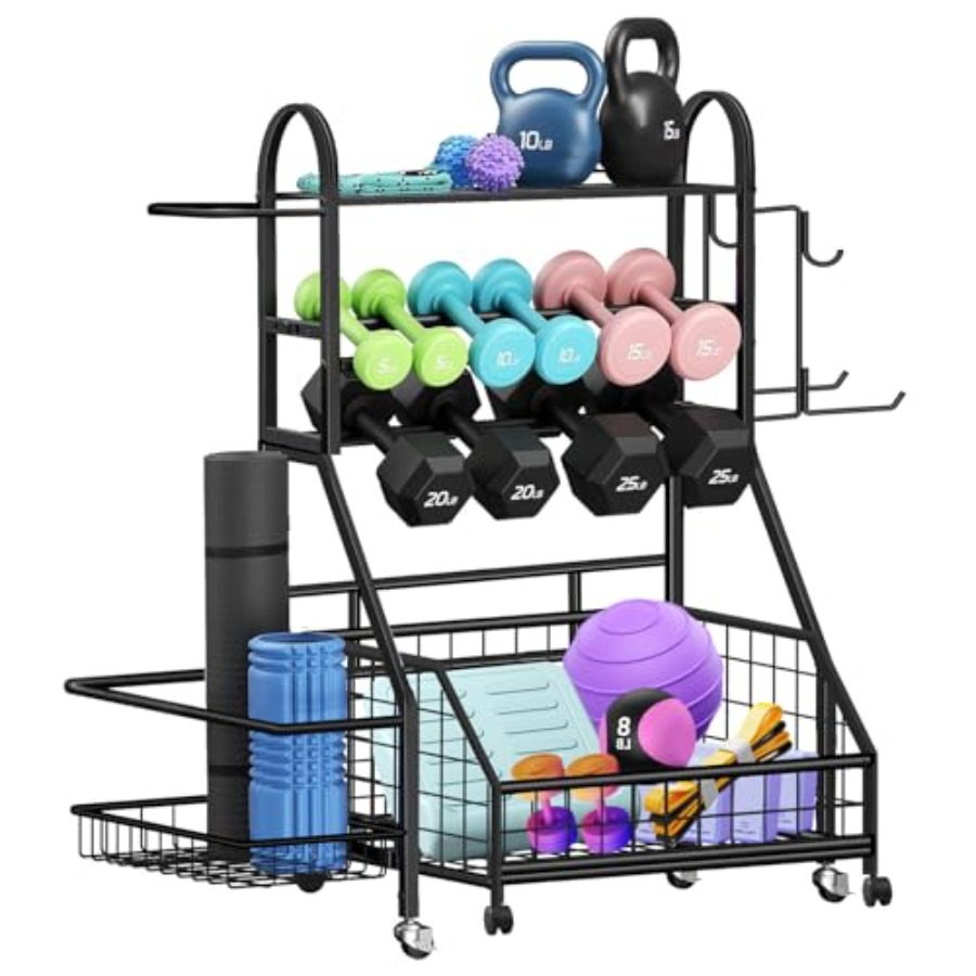 Home Gym Yoga Mat Storage - Adjustable Dumbbell Rack 400LBS Weight Storage