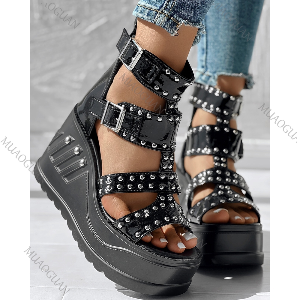 Ankle Strap Attachment - Fashion Women Peep Toe Black Sandals