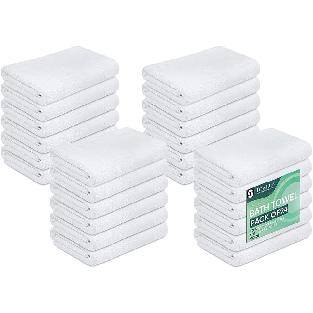 Home Gym Budget - 24-Pack White Bath Towels - Budget-Friendly