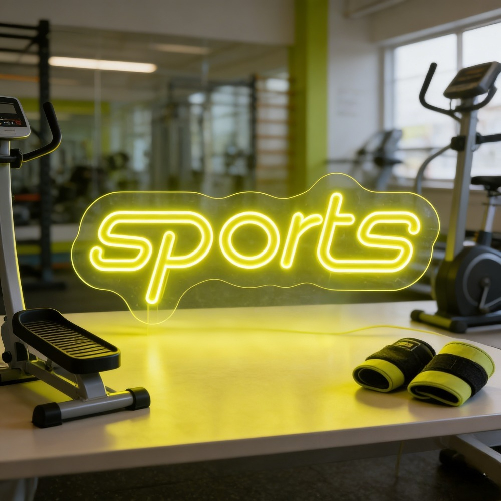 Home Gym Neon Sign - Sports Yellow LED Neon Light Dimmable