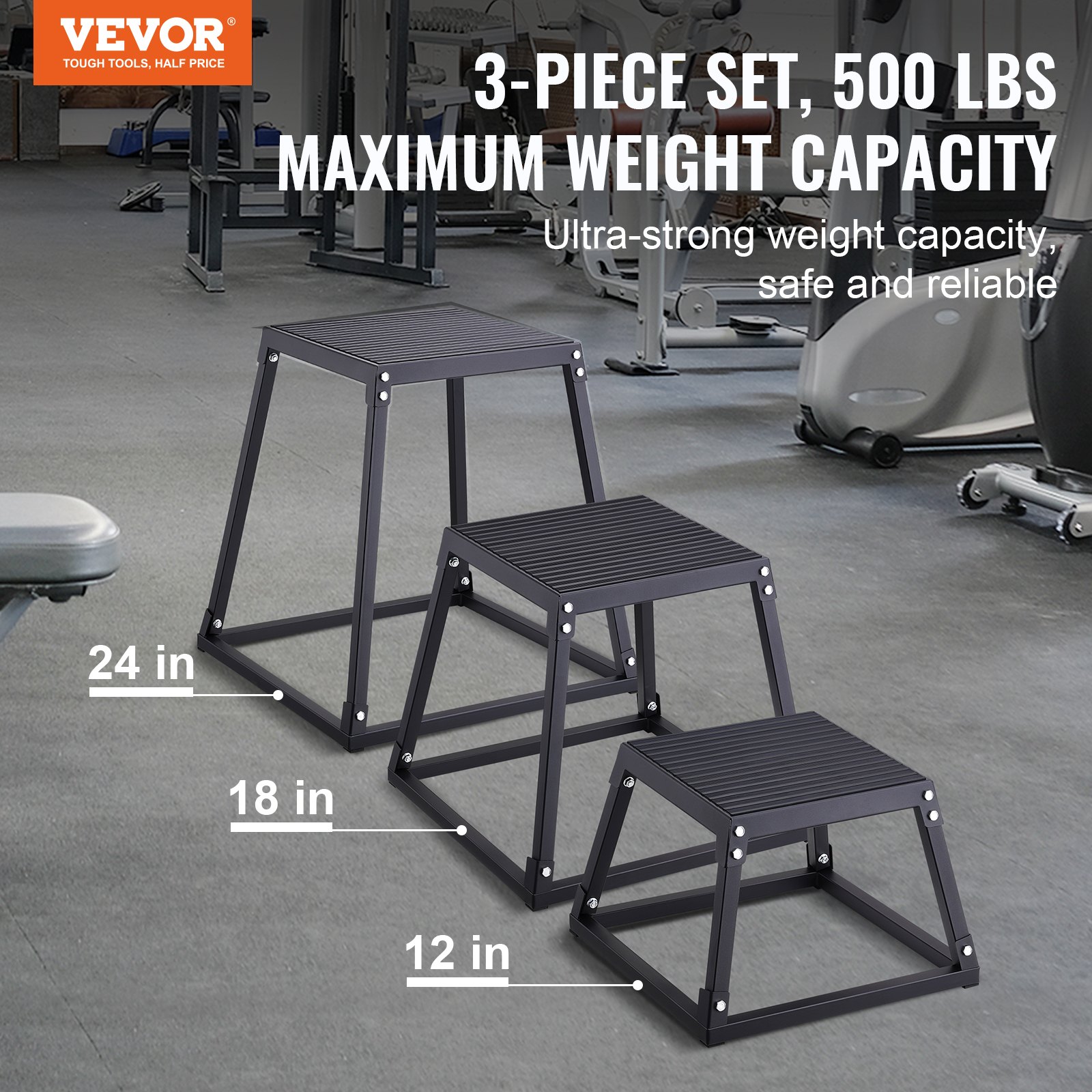 Plyo Box Set - Plyometric Jump Boxes, 12/18/24 Inch Plyo