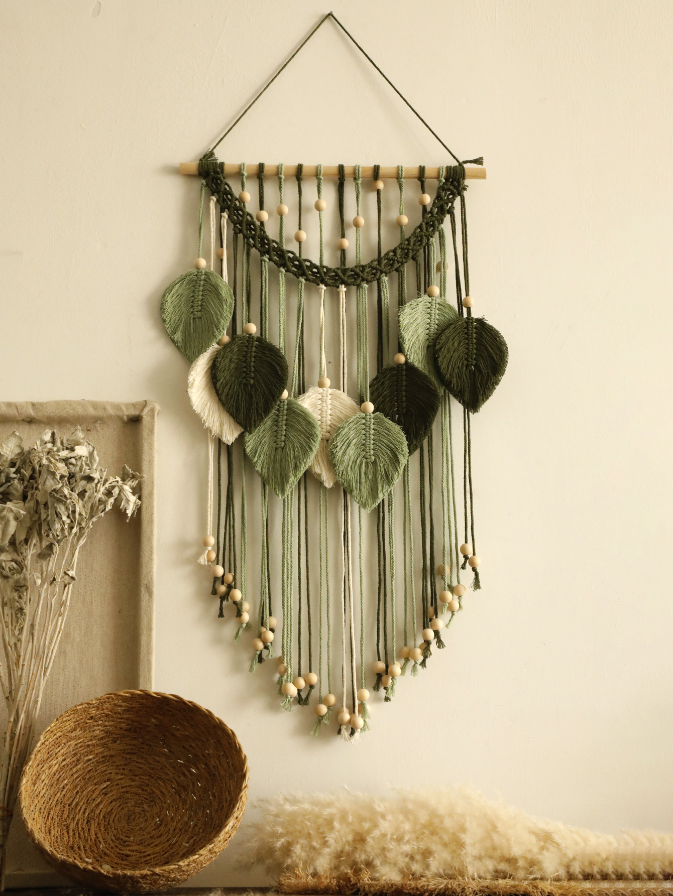 Home Gym Decor - Macrame Leaf Tapestry Boho Home Decoration