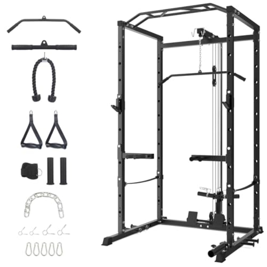 Home Gym Rack With Cables - Home Gym Power Cage Heavy-Duty Squat