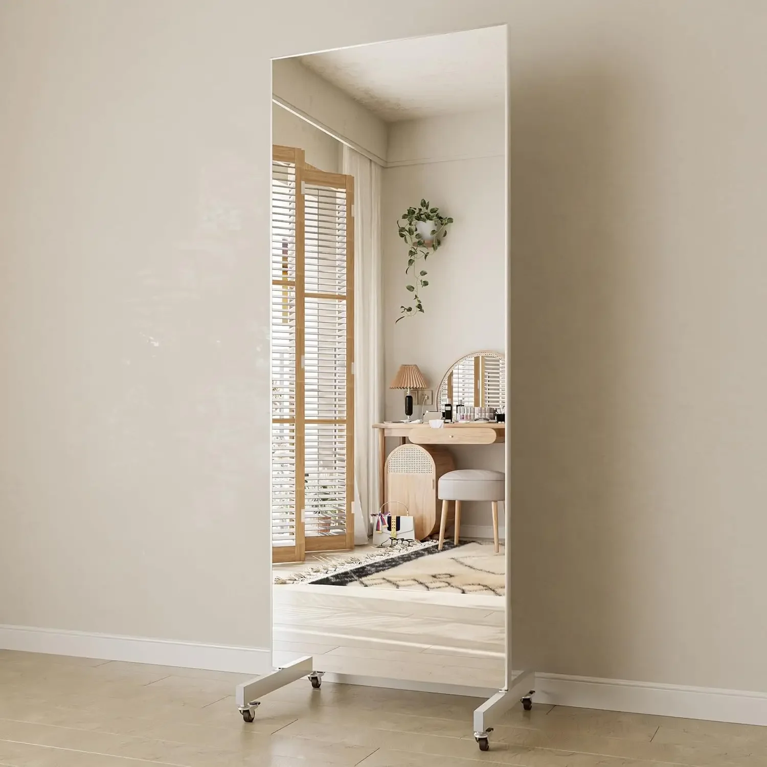 Home Gym Yoga Room - Rolling Floor Mirror With Wheels Super