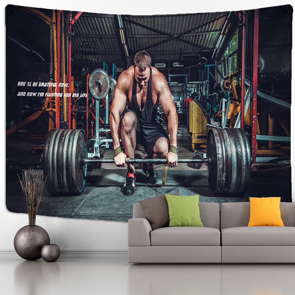 Home Gym Decor - Fitness Muscle Man Tapestry Wall Hanging