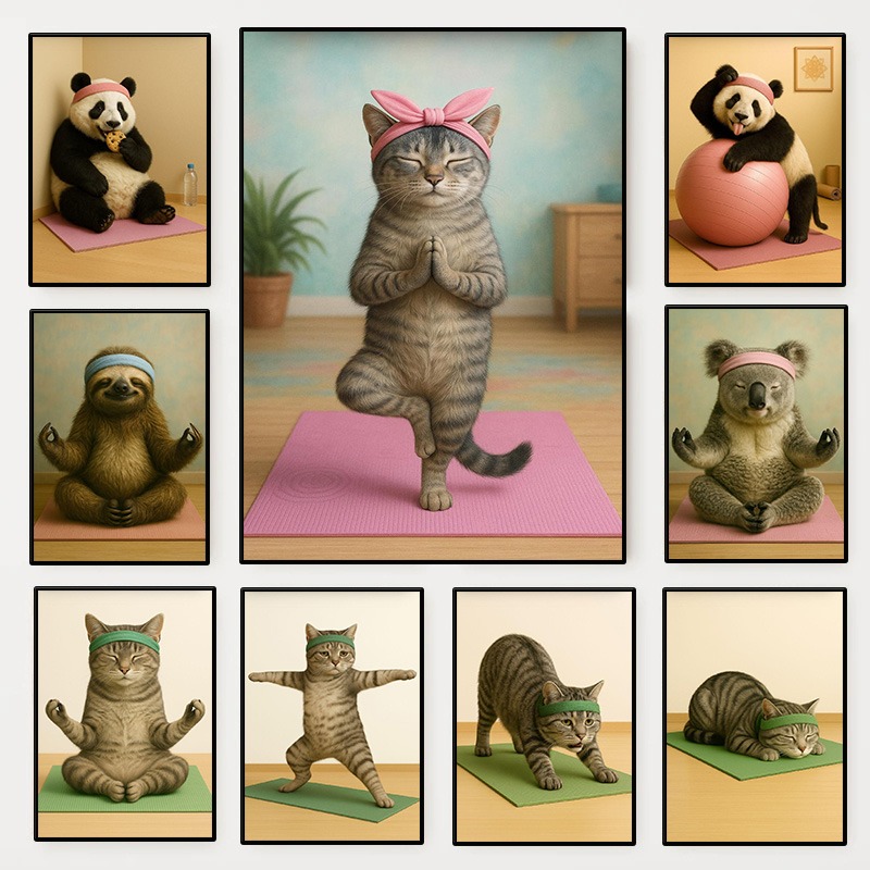Modern Funny Animals Sports Po - Home Gym Yoga Room recensione e prezzo