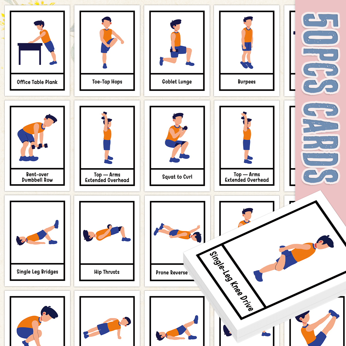 50pcs Exercise Fitness Flashca - Workout Plan Home Gym recensione e prezzo