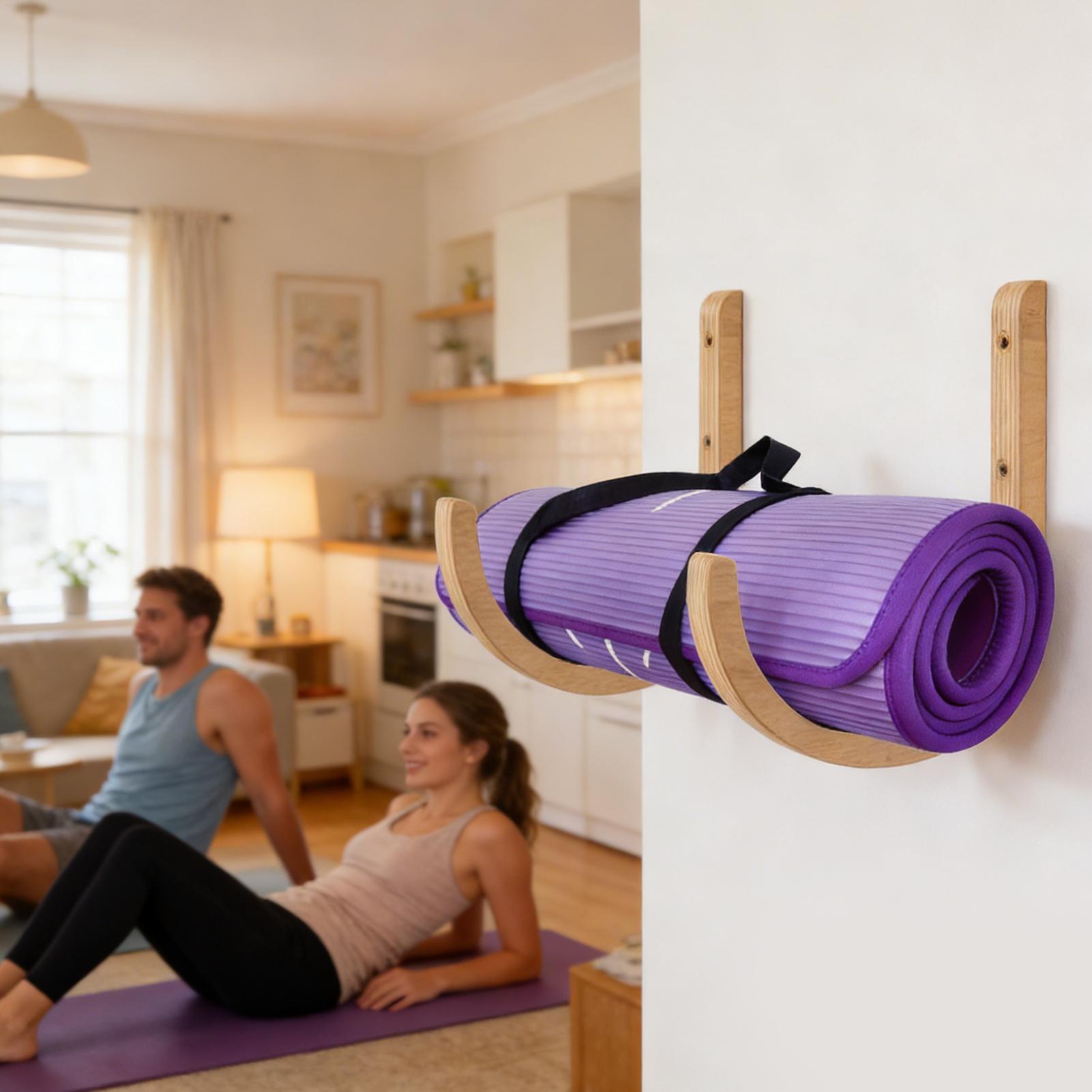 Wooden Yoga Mat Holder Wall Mo - Home Gym Yoga Mat Storage recensione e prezzo