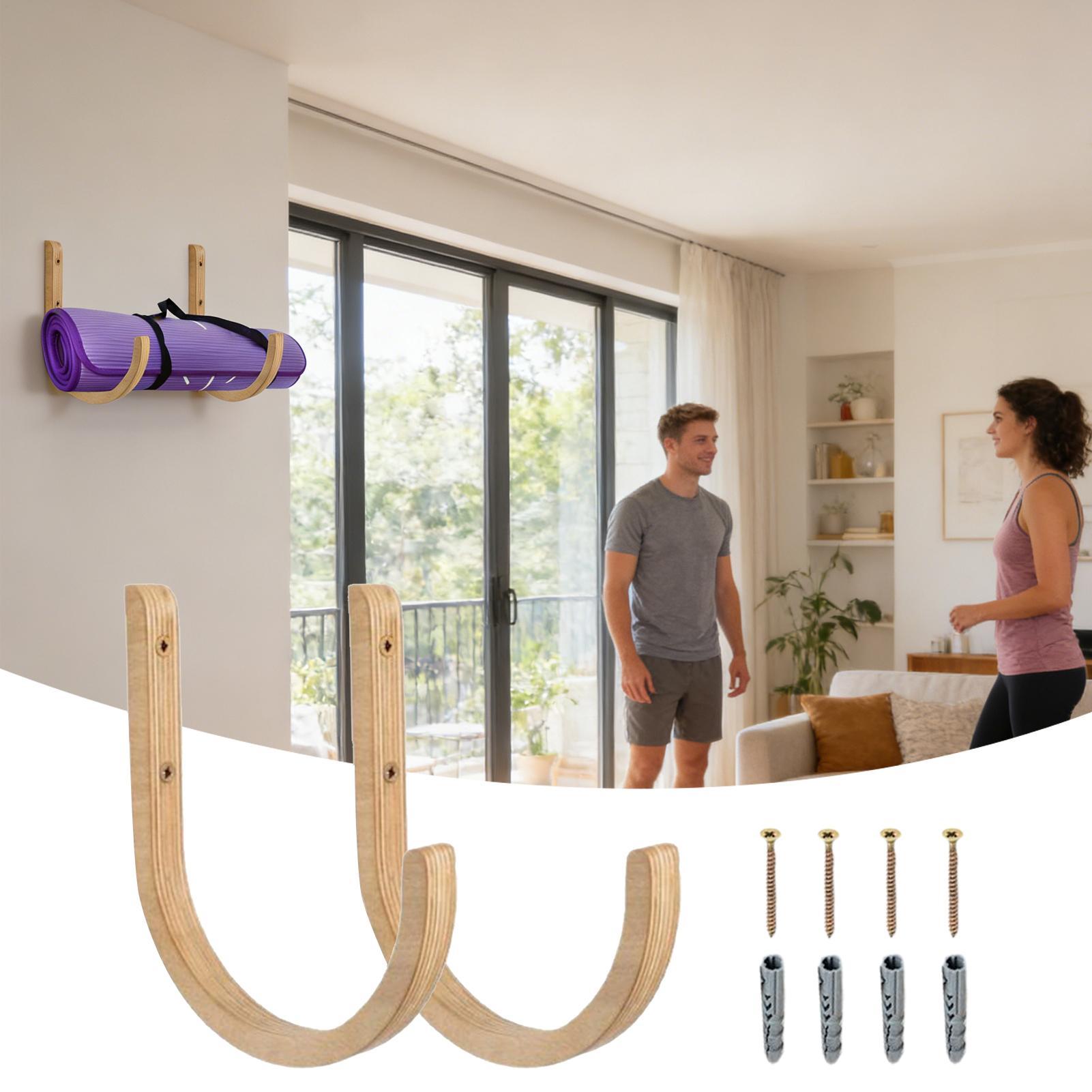Wooden Yoga Mat Holder Wall Mo - Home Gym Yoga Mat Storage recensione e prezzo