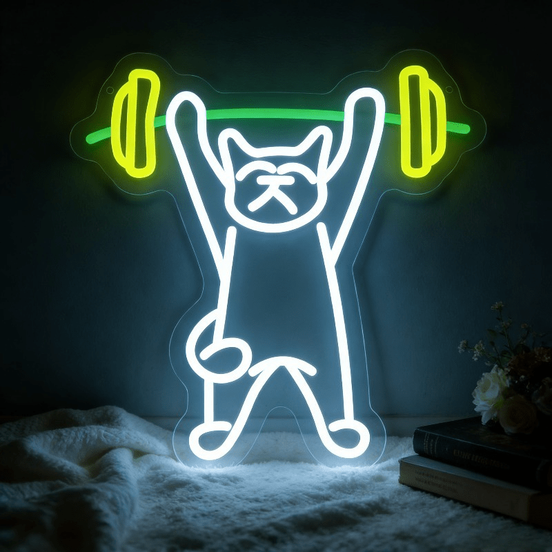 Cat Lifting Weights Neon Sign  - Home Gym Neon Sign recensione e prezzo