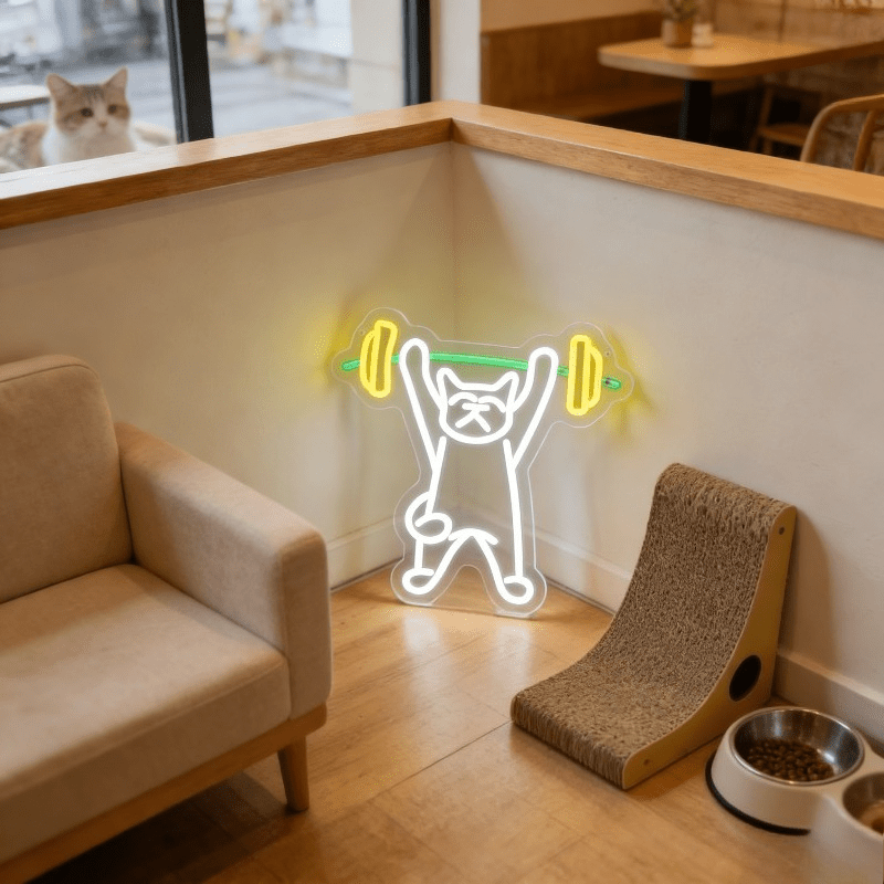 Cat Lifting Weights Neon Sign  - Home Gym Neon Sign recensione e prezzo