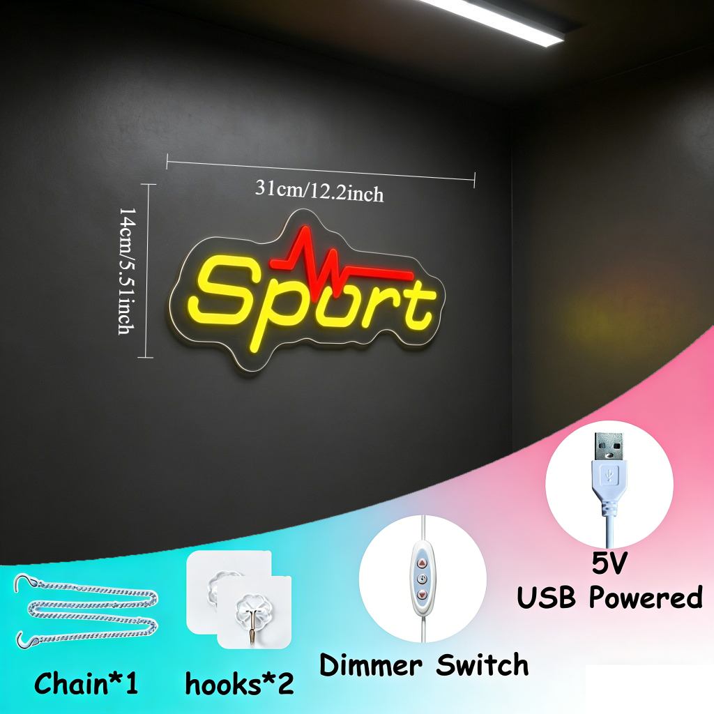 Sport Neon Sign LED USB Dimmab - Home Gym Neon Sign recensione e prezzo