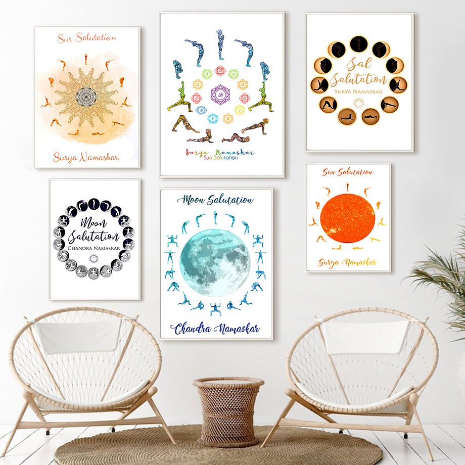 Yoga Pose Sun Moon Salutation  - Home Gym Yoga Room recensione e prezzo