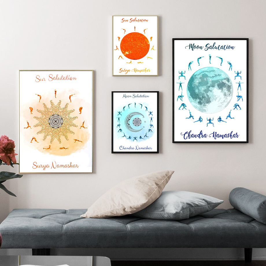 Yoga Pose Sun Moon Salutation  - Home Gym Yoga Room recensione e prezzo