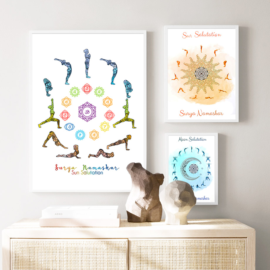 Yoga Pose Sun Moon Salutation  - Home Gym Yoga Room recensione e prezzo
