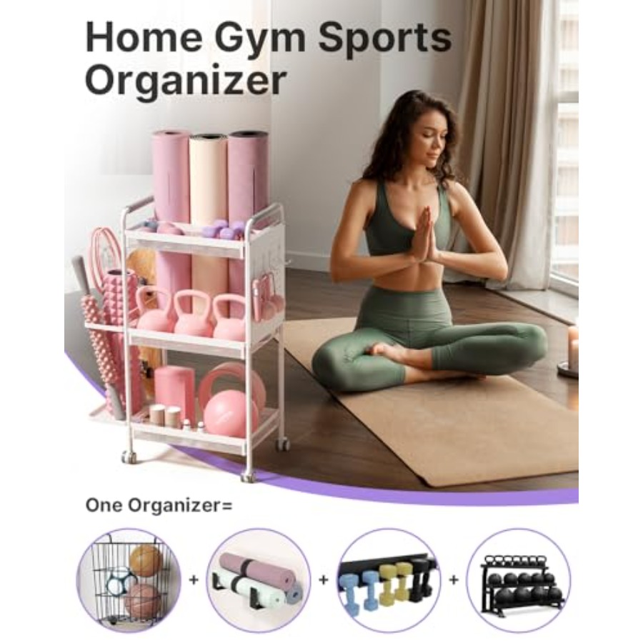 3-Tier Gym Storage Rack for Ho - Home Gym Yoga Mat Storage recensione e prezzo