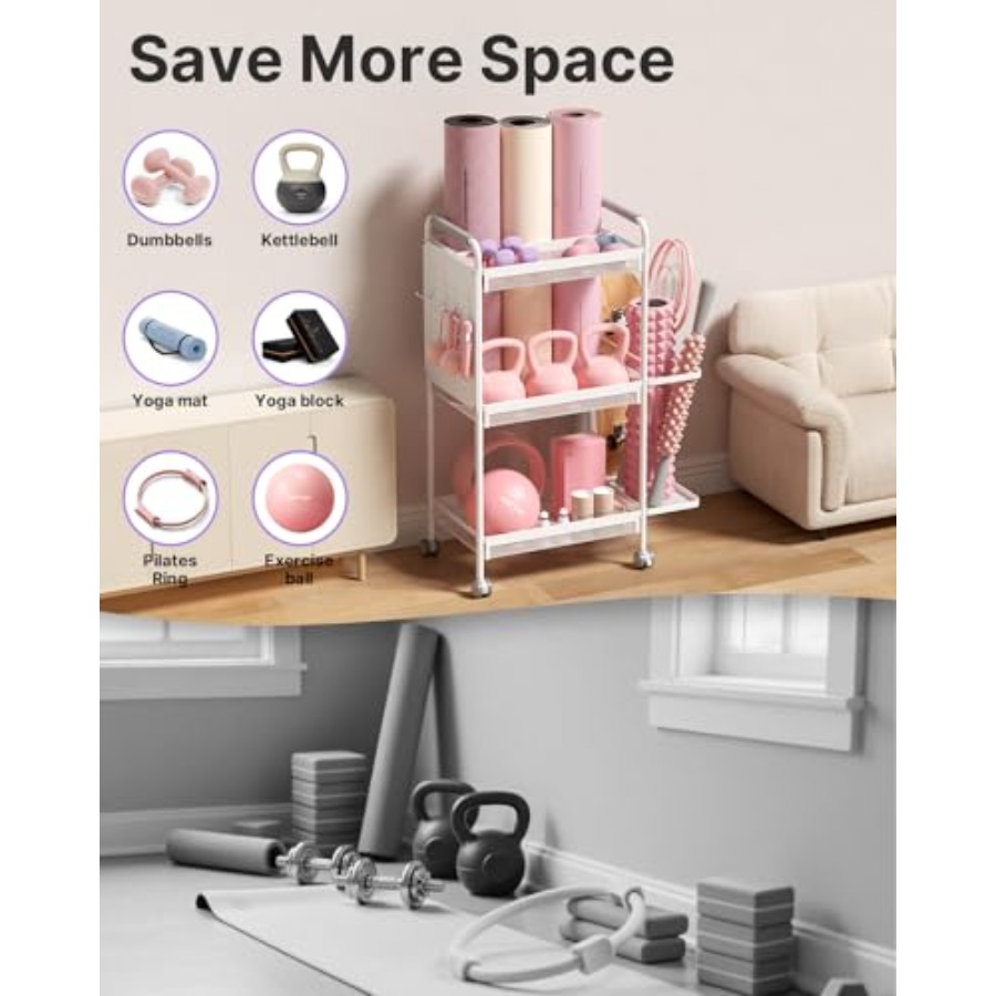3-Tier Gym Storage Rack for Ho - Home Gym Yoga Mat Storage recensione e prezzo