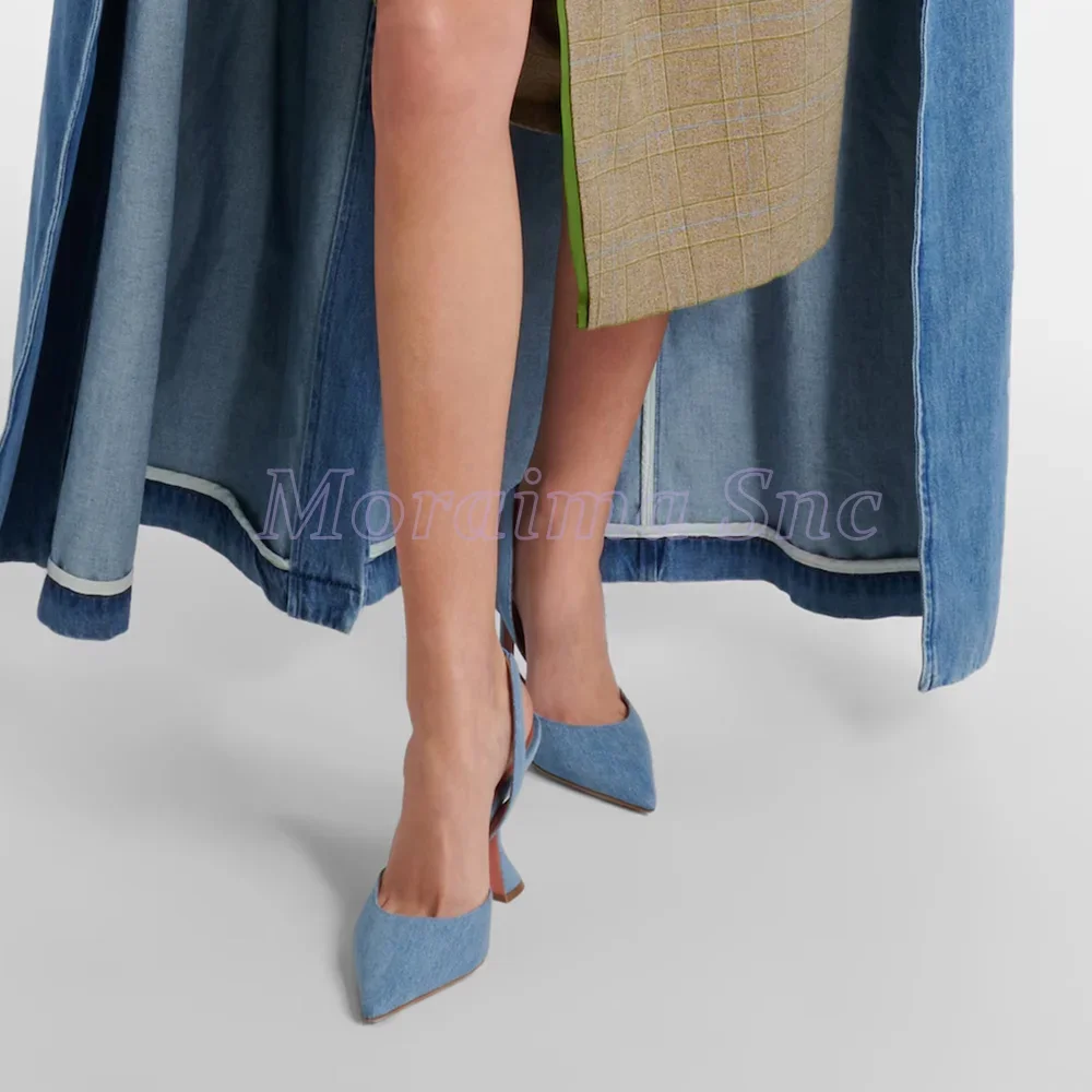 Denim Pointed Toe Sandals Wine - Ankle Strap Attachment recensione e prezzo