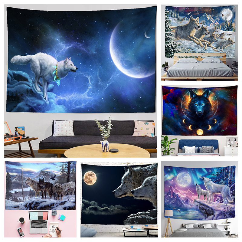 Fantasy wolf tapestry wall han - Home Gym Decor recensione e prezzo