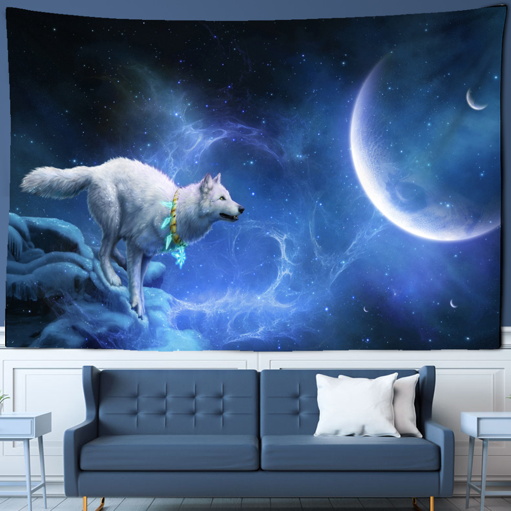 Fantasy wolf tapestry wall han - Home Gym Decor recensione e prezzo