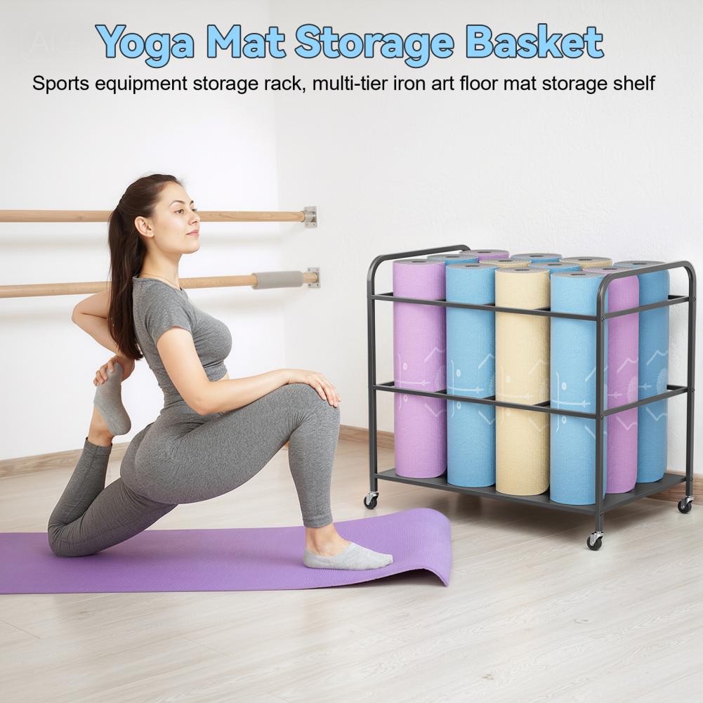 Yoga Mat Storage Rack with Whe - Home Gym Yoga Room recensione e prezzo