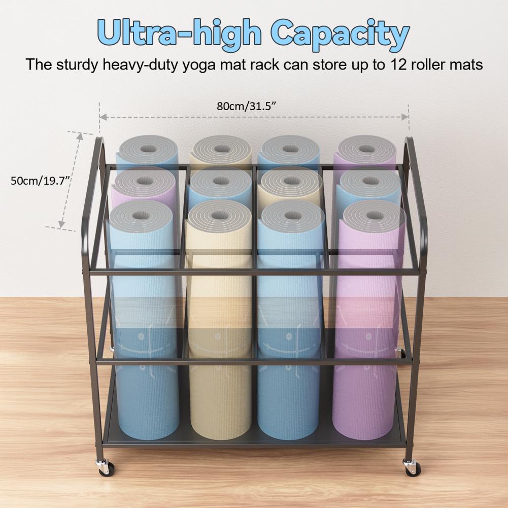 Yoga Mat Storage Rack with Whe - Home Gym Yoga Room recensione e prezzo