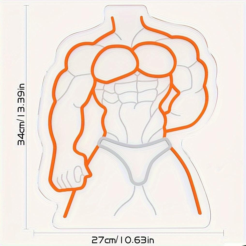 Muscle Man Neon Sign Orange Wh - Home Gym Neon Sign recensione e prezzo