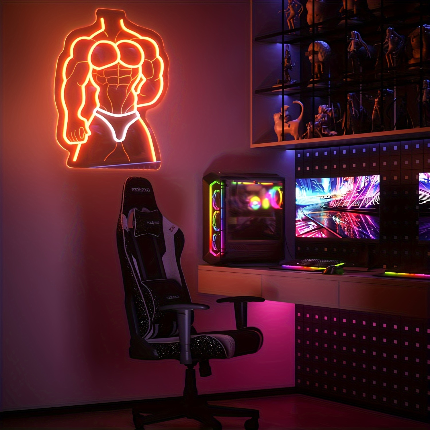 Muscle Man Neon Sign Orange Wh - Home Gym Neon Sign recensione e prezzo