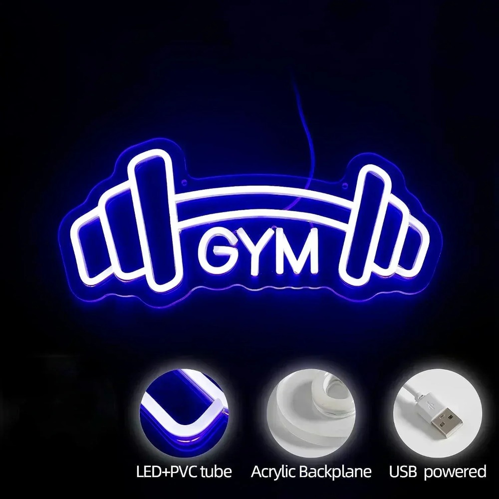 Barbell Gym Neon Sign Blue Dum - Home Gym Neon Sign recensione e prezzo