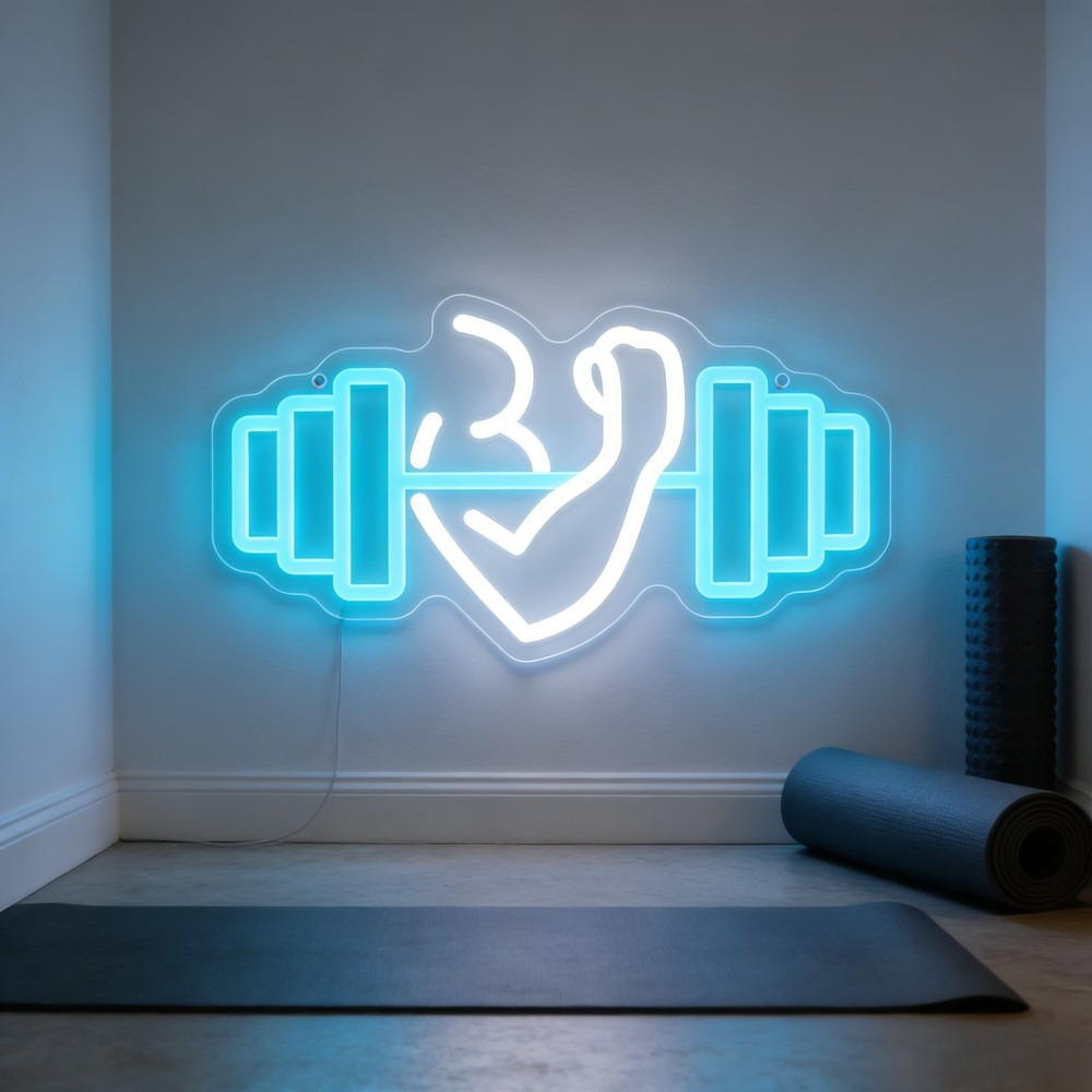 Bicep Dumbbell Neon Sign LED W - Home Gym Yoga Room recensione e prezzo