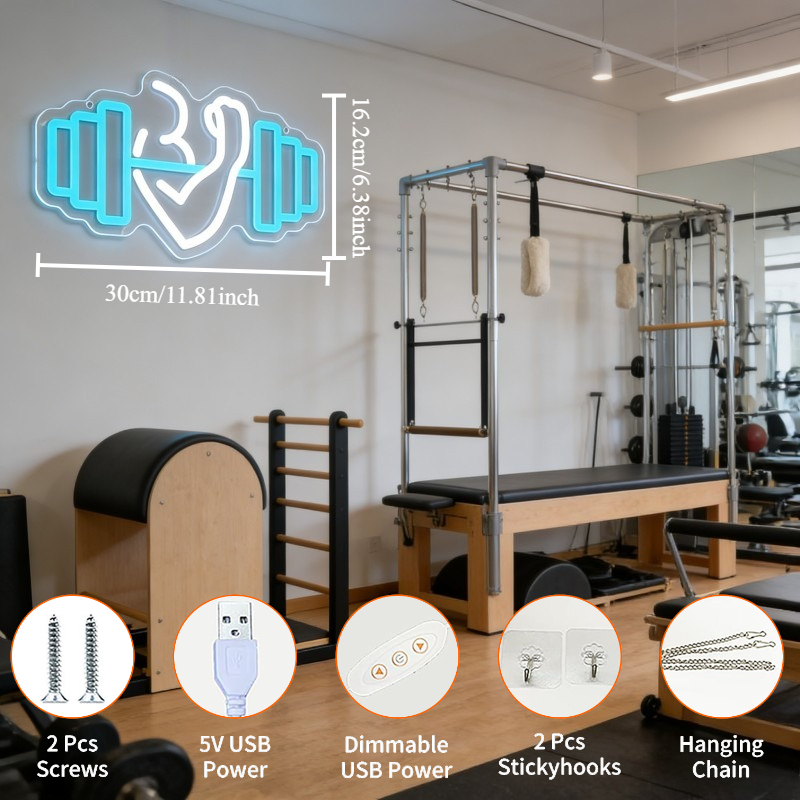 Bicep Dumbbell Neon Sign LED W - Home Gym Yoga Room recensione e prezzo