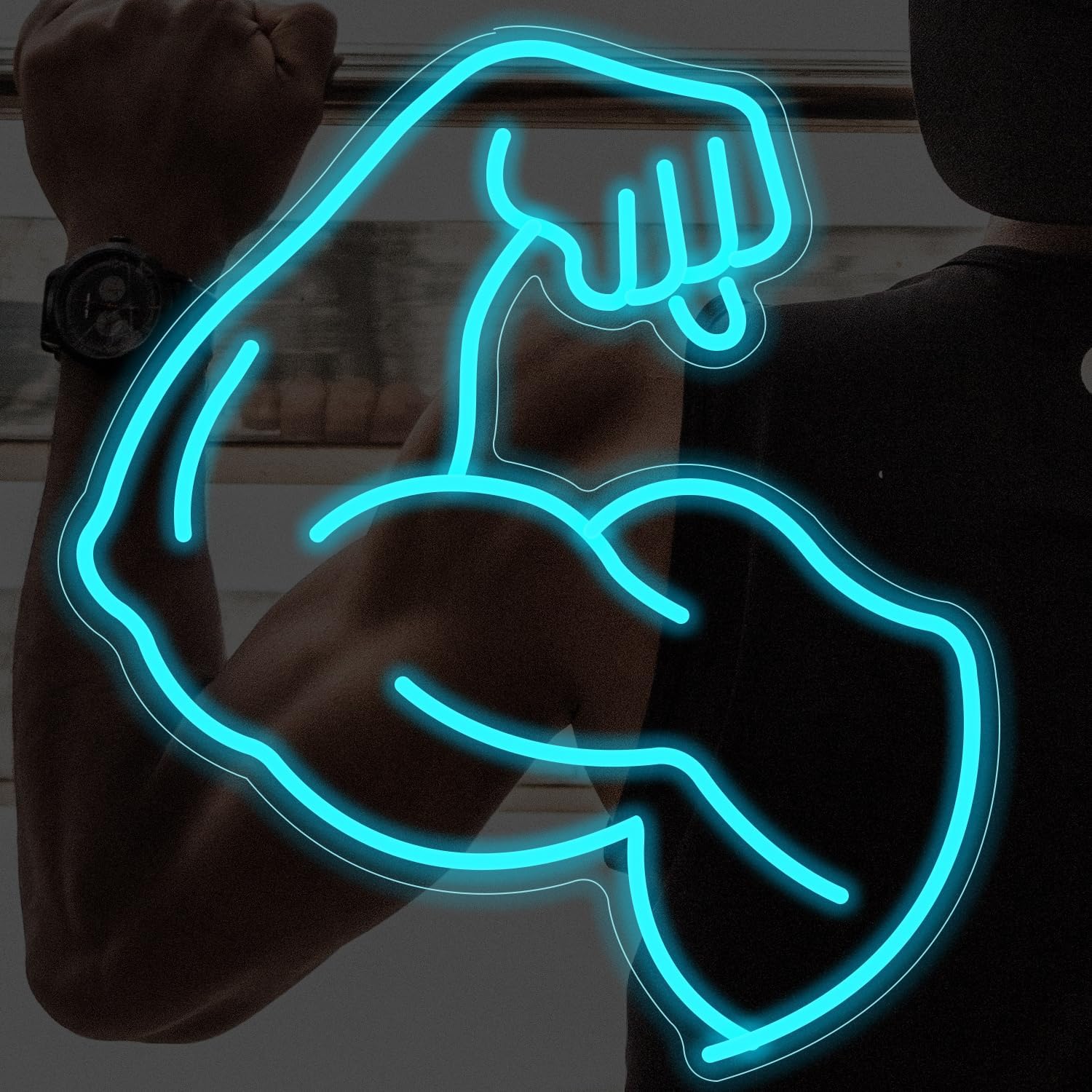 Muscle Arm Neon Sign Blue Glow - Home Gym Neon Sign recensione e prezzo